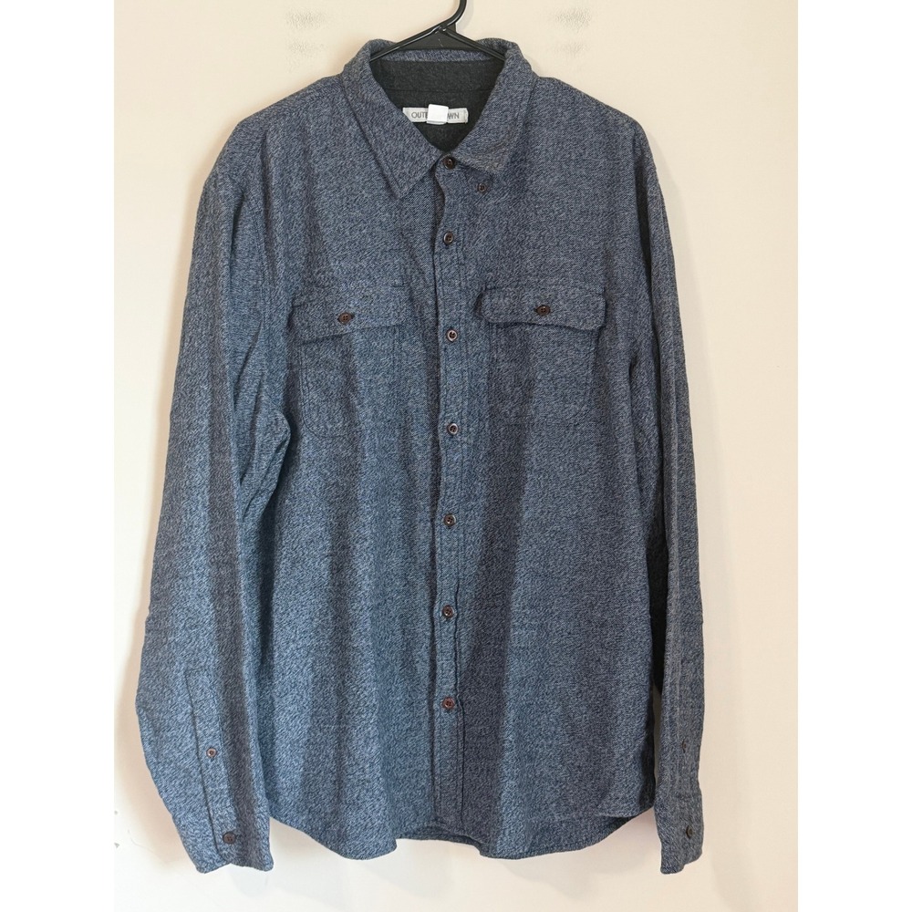 Outerknown Button Down Shirt Mens XL Blue Organic Cotton Long Sleeve Pockets